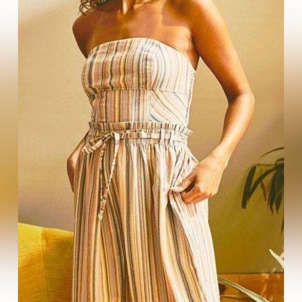 Thread Story Yellow Striped Sleeveless Tube Top One Piece Outfit NWOT Large - Picture 6 of 10